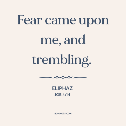 A quote from The Bible about fear: “Fear came upon me, and trembling.”