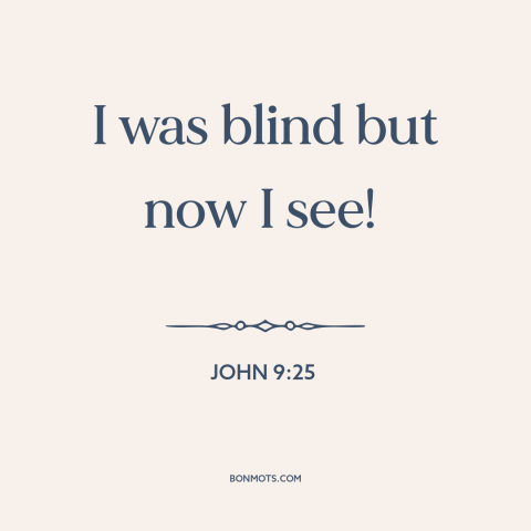 A quote from The Bible about miracles: “I was blind but now I see!”