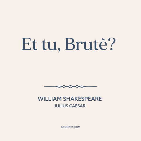 A quote by William Shakespeare about betrayal: “Et tu, Brutè?”