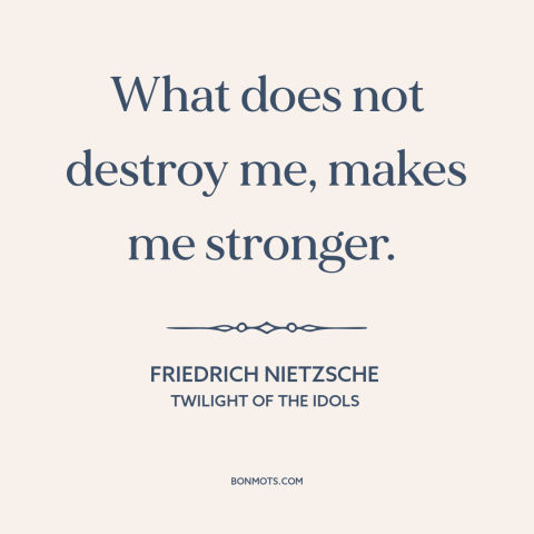 A quote by Friedrich Nietzsche about resilience: “What does not destroy me, makes me stronger.”