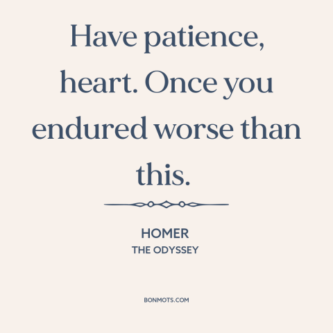 A quote by Homer about patience: “Have patience, heart. Once you endured worse than this.”