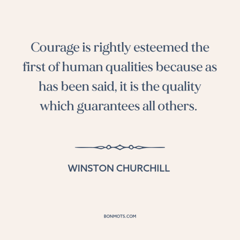A quote by Winston Churchill about courage: “Courage is rightly esteemed the first of human qualities because as has been…”