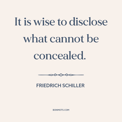 A quote by Friedrich Schiller about candor: “It is wise to disclose what cannot be concealed.”