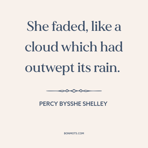 A quote by Percy Bysshe Shelley about clouds: “She faded, like a cloud which had outwept its rain.”