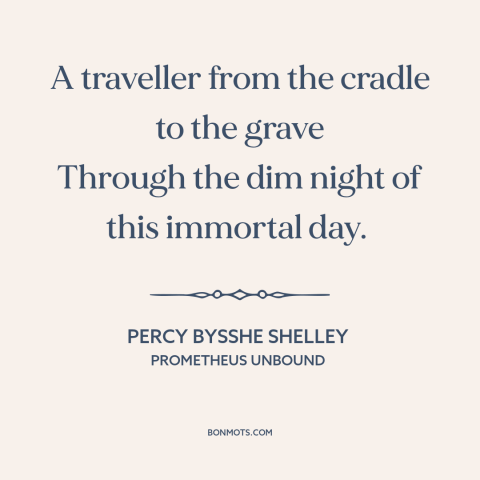 A quote by Percy Bysshe Shelley about the human condition: “A traveller from the cradle to the grave Through the dim night…”