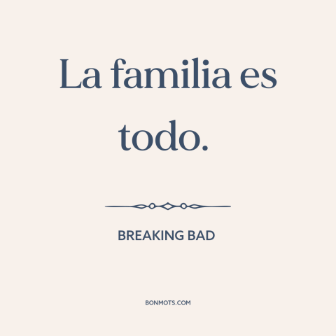 A quote from Breaking Bad about family: “La familia es todo.”