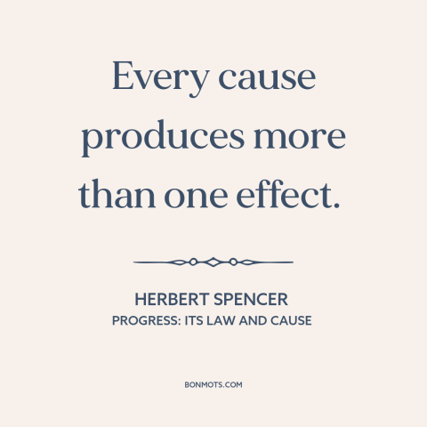 A quote by Herbert Spencer  about cause and effect: “Every cause produces more than one effect.”