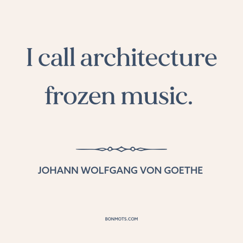 A quote by Johann Wolfgang von Goethe about architecture: “I call architecture frozen music.”