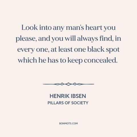 A quote by Henrik Ibsen about character flaws: “Look into any man's heart you please, and you will always find, in every…”