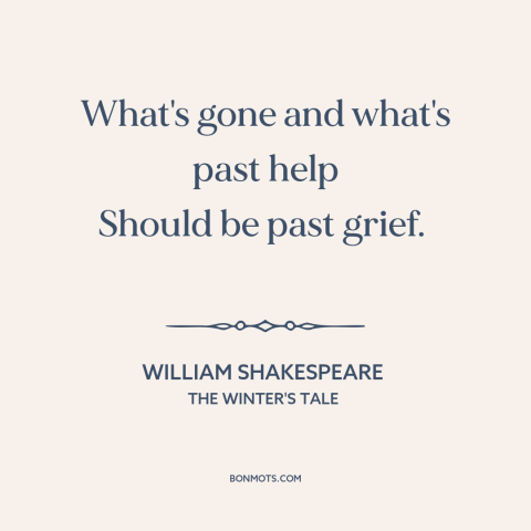 A quote by William Shakespeare about letting go of the past: “What's gone and what's past help Should be past grief.”