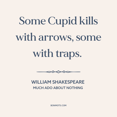 A quote by William Shakespeare about love as trap: “Some Cupid kills with arrows, some with traps.”