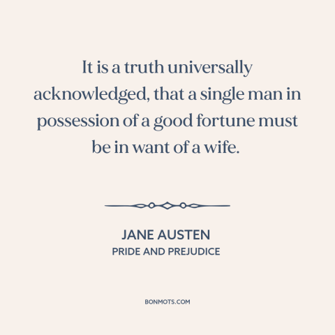 A quote by Jane Austen about single men: “It is a truth universally acknowledged, that a single man in possession of a…”