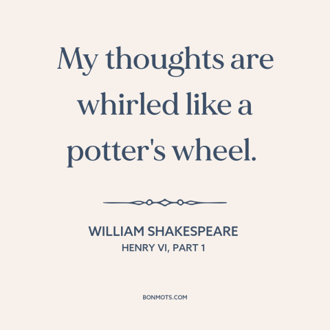 A quote by William Shakespeare about confusion: “My thoughts are whirled like a potter's wheel.”