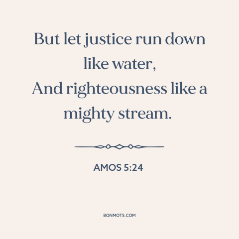 A quote from The Bible about justice: “But let justice run down like water, And righteousness like a mighty stream.”