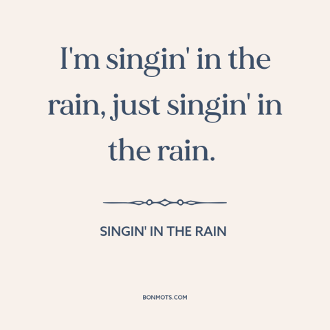 A quote from Singin' in the Rain about rain: “I'm singin' in the rain, just singin' in the rain.”