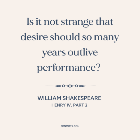 A quote by William Shakespeare about impotence: “Is it not strange that desire should so many years outlive performance?”