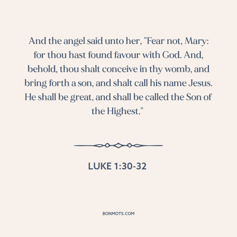 A quote from The Bible about jesus's birth: “And the angel said unto her, "Fear not, Mary: for thou hast found favour…”