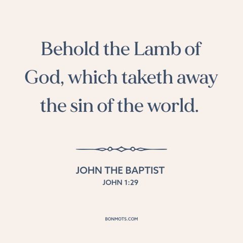 A quote from The Bible about jesus: “Behold the Lamb of God, which taketh away the sin of the world.”