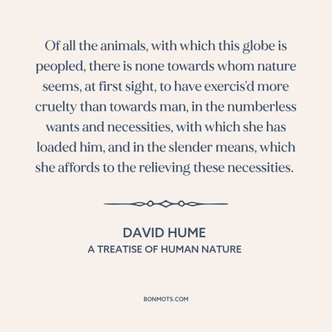 A quote by David Hume about acquisitiveness: “Of all the animals, with which this globe is peopled, there is none towards…”