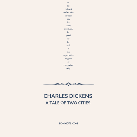 A quote by Charles Dickens about looking back: “It was the best of times, it was the worst of times, it was…”