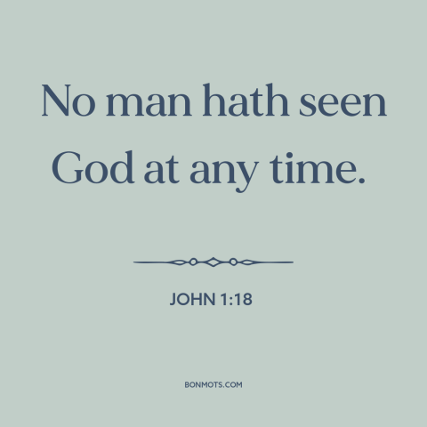 A quote from The Bible about nature of god: “No man hath seen God at any time.”