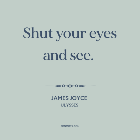 A quote by James Joyce about perception: “Shut your eyes and see.”