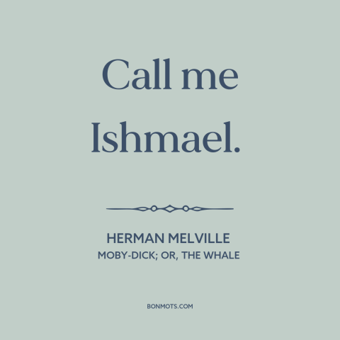 A quote by Herman Melville: “Call me Ishmael.”