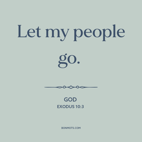 A quote from The Bible about liberation: “Let my people go.”