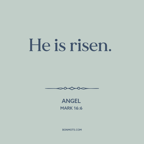 A quote from The Bible about jesus's resurrection: “He is risen.”