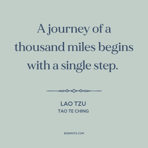 A quote by Lao Tzu about patience: “A journey of a thousand miles begins with a single step.”