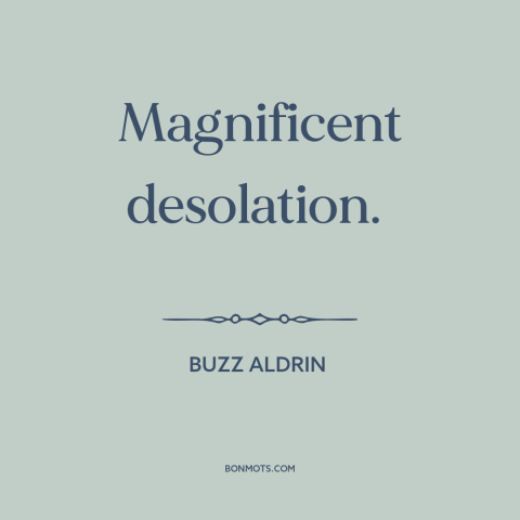 A quote by Buzz Aldrin about the moon: “Magnificent desolation.”