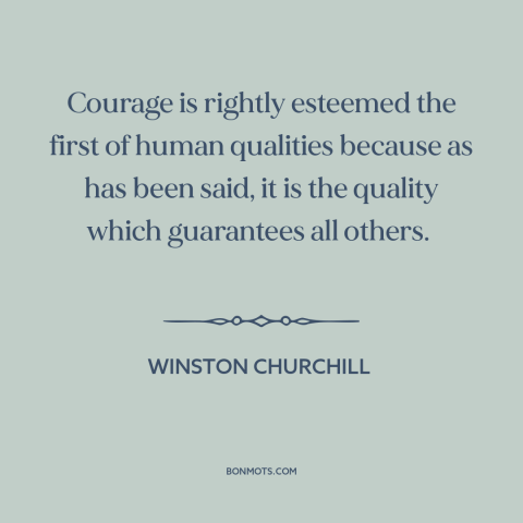 A quote by Winston Churchill about courage: “Courage is rightly esteemed the first of human qualities because as has been…”