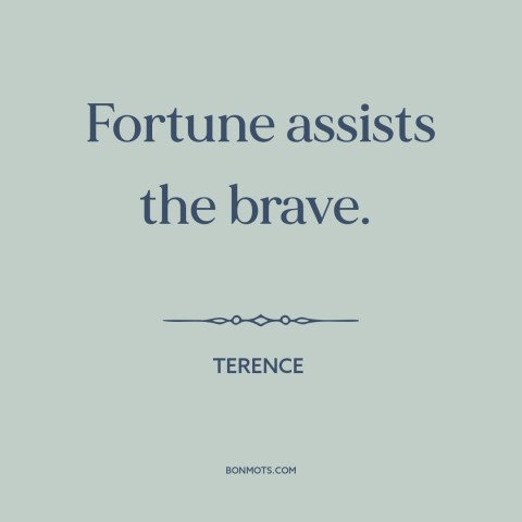 A quote by Terence about taking risks: “Fortune assists the brave.”