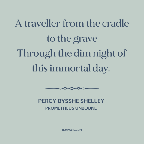 A quote by Percy Bysshe Shelley about the human condition: “A traveller from the cradle to the grave Through the dim night…”