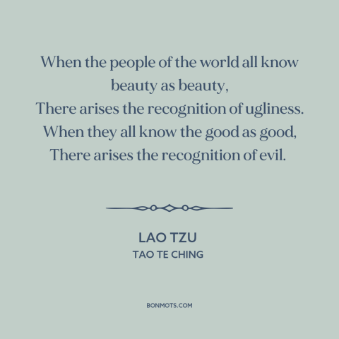 A quote by Lao Tzu about knowledge: “When the people of the world all know beauty as beauty, There arises the…”