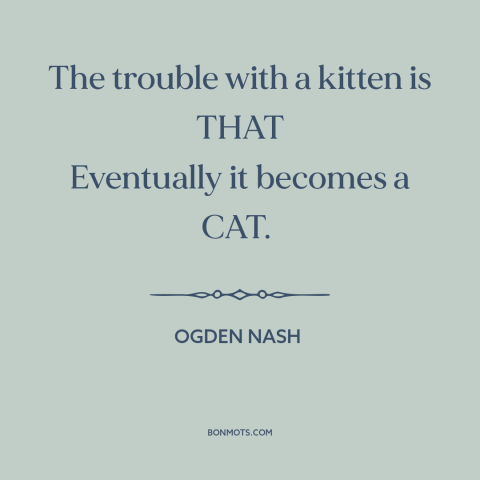 A quote by Ogden Nash about cats: “The trouble with a kitten is THAT Eventually it becomes a CAT.”