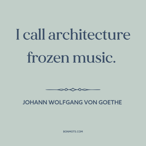 A quote by Johann Wolfgang von Goethe about architecture: “I call architecture frozen music.”