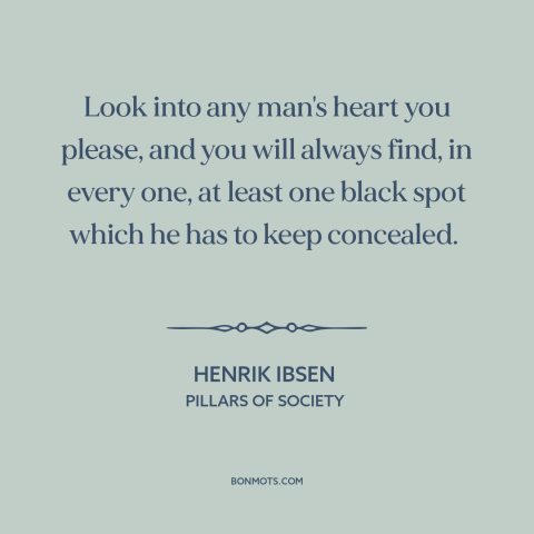 A quote by Henrik Ibsen about character flaws: “Look into any man's heart you please, and you will always find, in every…”