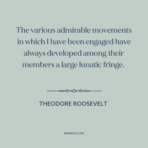 A quote by Theodore Roosevelt about political extremism: “The various admirable movements in which I have been…”