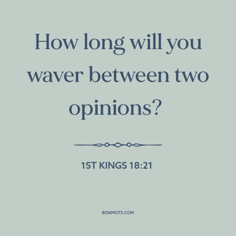 A quote from The Bible about indecision: “How long will you waver between two opinions?”