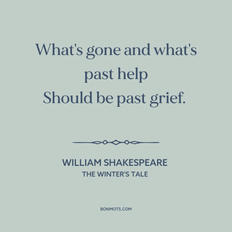 A quote by William Shakespeare about letting go of the past: “What's gone and what's past help Should be past grief.”