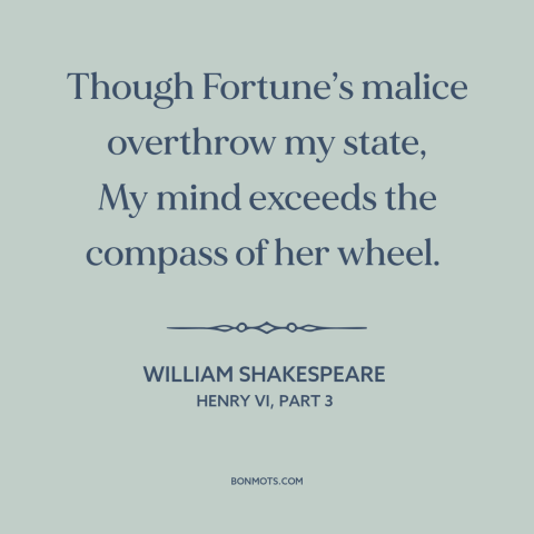 A quote by William Shakespeare about delusion: “Though Fortune’s malice overthrow my state, My mind exceeds the compass…”