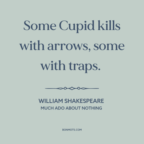 A quote by William Shakespeare about love as trap: “Some Cupid kills with arrows, some with traps.”