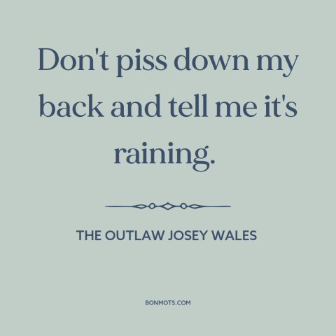 A quote from The Outlaw Josey Wales about gaslighting: “Don't piss down my back and tell me it's raining.”