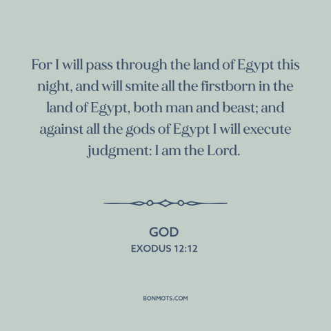 A quote from The Bible about passover: “For I will pass through the land of Egypt this night, and will smite…”