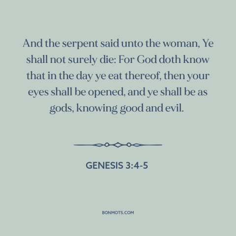 A quote from The Bible about eye opening experience: “And the serpent said unto the woman, Ye shall not surely die: For God…”