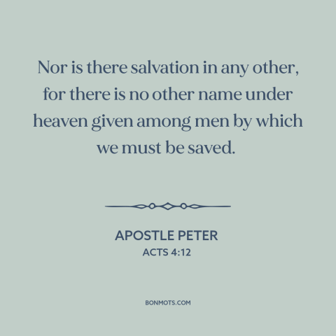 A quote by Apostle Peter about salvation: “Nor is there salvation in any other, for there is no other name under…”