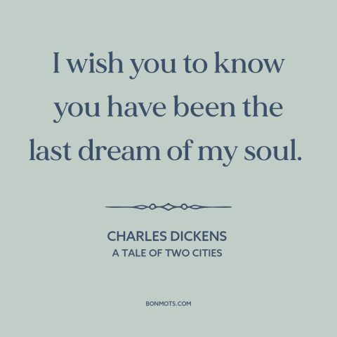 A quote by Charles Dickens about infatuation: “I wish you to know you have been the last dream of my soul.”