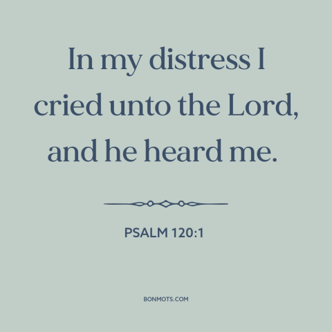 A quote from The Bible about god's comfort: “In my distress I cried unto the Lord, and he heard me.”