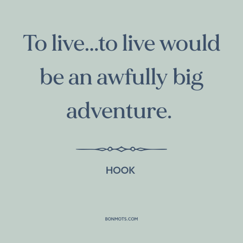 A quote from Hook about living life to the fullest: “To live...to live would be an awfully big adventure.”